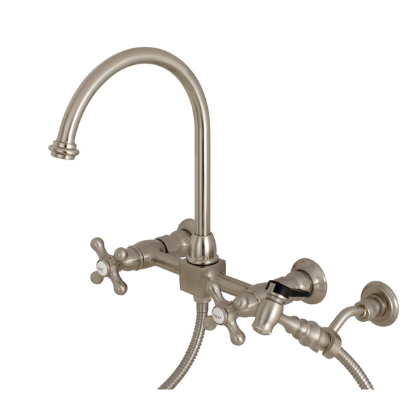 Restoration KS1298AXBS 8" Centerset Wall Mount Kitchen Faucet with Brass Sprayer KS1298AXBS